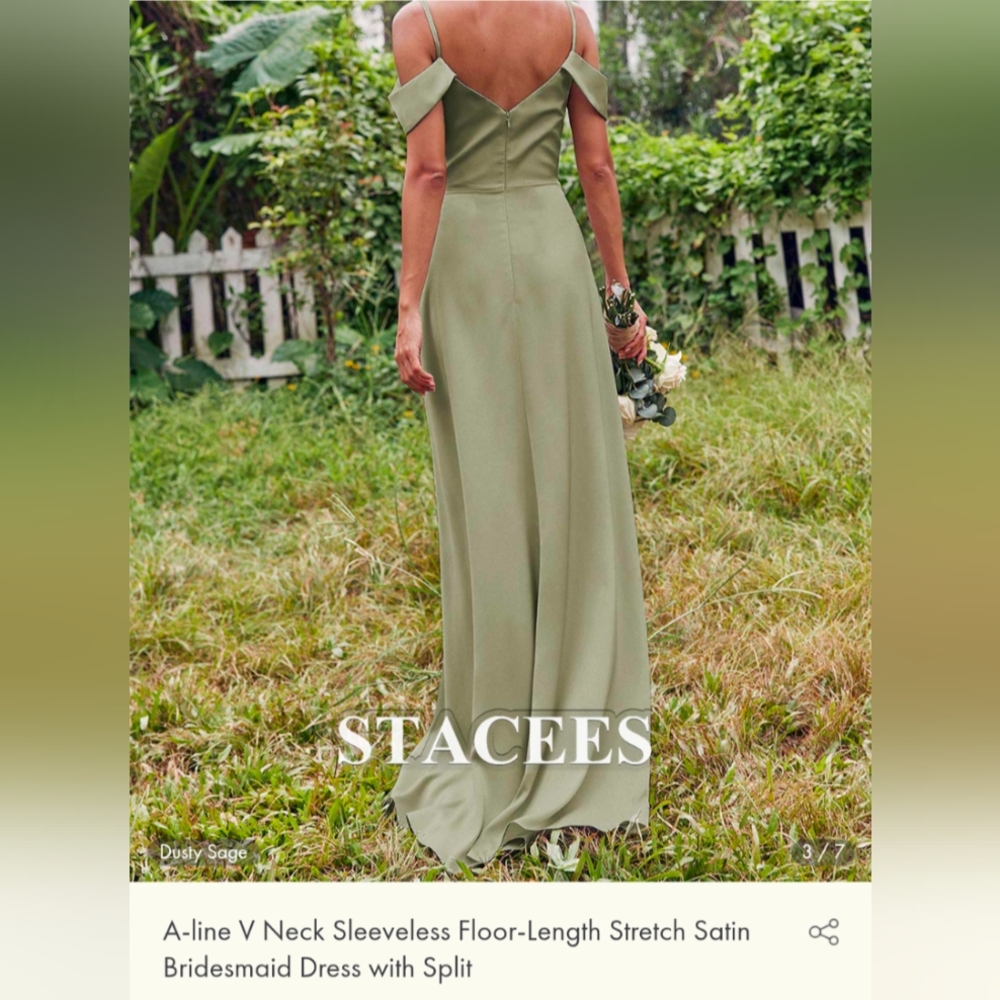 Stacees Off-Shoulder Sage Green Maxi Dress